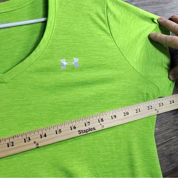 Under Armour Bright Green V-Neck Short Sleeve Tee - Picture 8 of 10